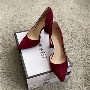 Nine West red suede heels